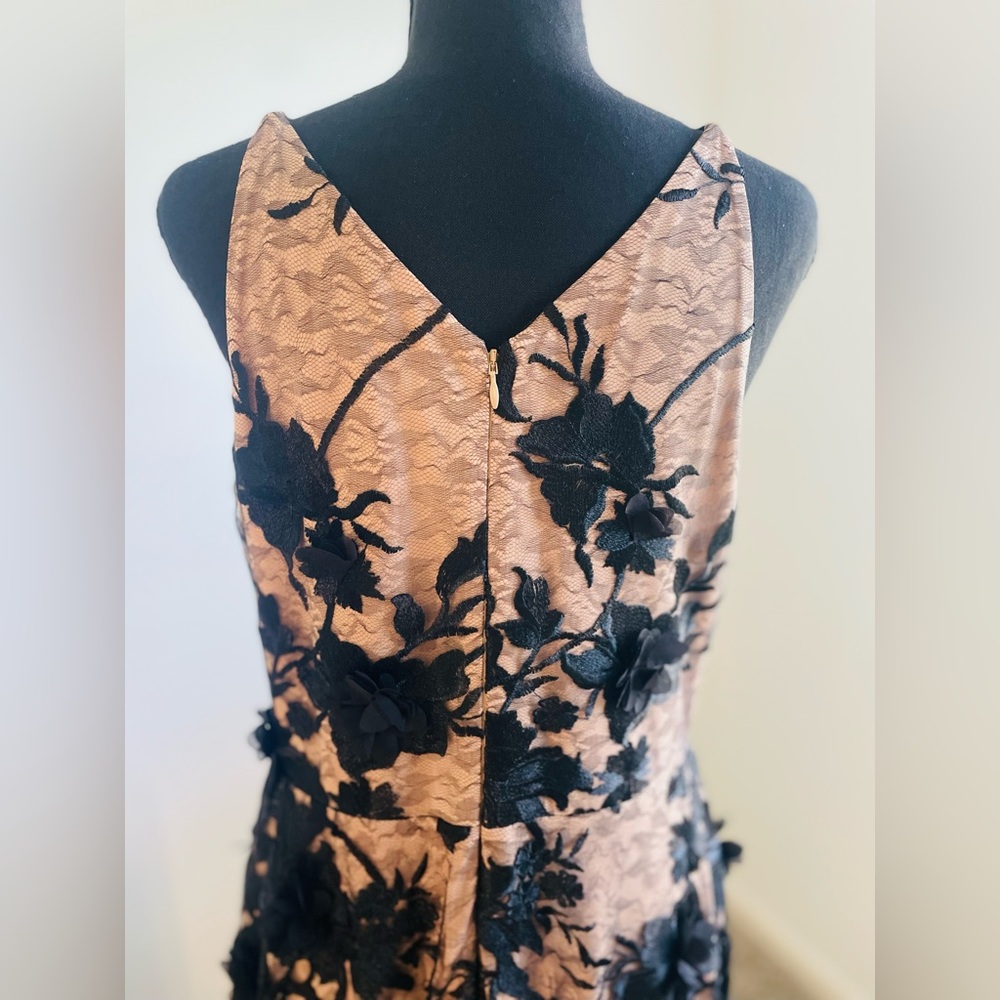 New Dress The Population Sidney Maxi Dress SZ L Black Nude Floral Lace Appliqué - Picture 8 of 10
